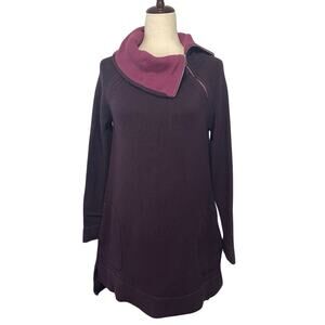 Soft Surroundings Women's Knit Sweater Dress Pockets Turtleneck Sz S Purple Pink